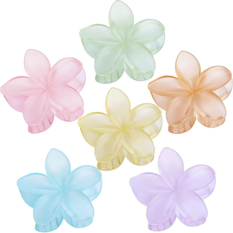 6 Pack Hawaiian Flower Hair Claw Clips Plumeria Claw Clips for Thin and Thick Hair Beach Tropical Hair Accessories for Girls