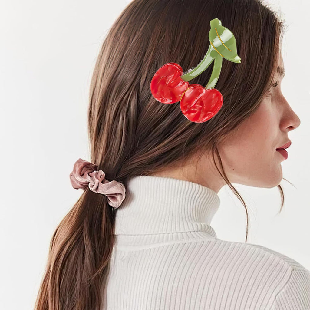 Cherry Hair Clip, Red Cute Cherry Claw Clip, Small Acetate Fruit Hair Claw Clips Accessories for Women and Girls