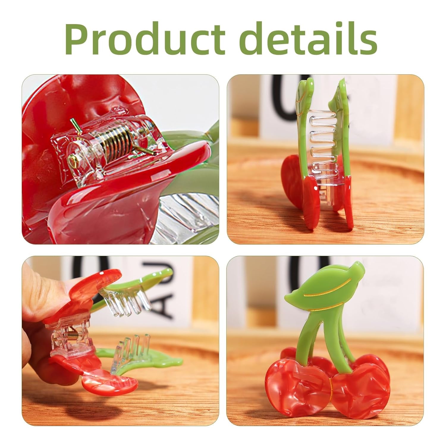 Cherry Hair Clip, Red Cute Cherry Claw Clip, Small Acetate Fruit Hair Claw Clips Accessories for Women and Girls