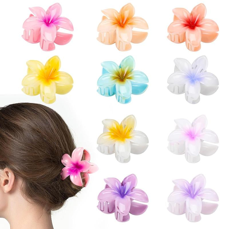 6 Pack Hawaiian Flower Hair Claw Clips Plumeria Claw Clips for Thin and Thick Hair Beach Tropical Hair Accessories for Girls