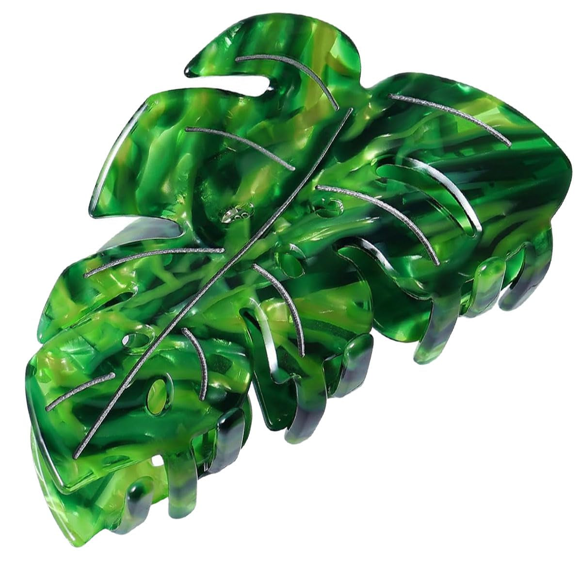 Hair Claw Clip, 3.54 Inch Leaf Design for Thick or Thin Hair, Strong Hold Spring Jaw Clamp Accessory for Women, Green