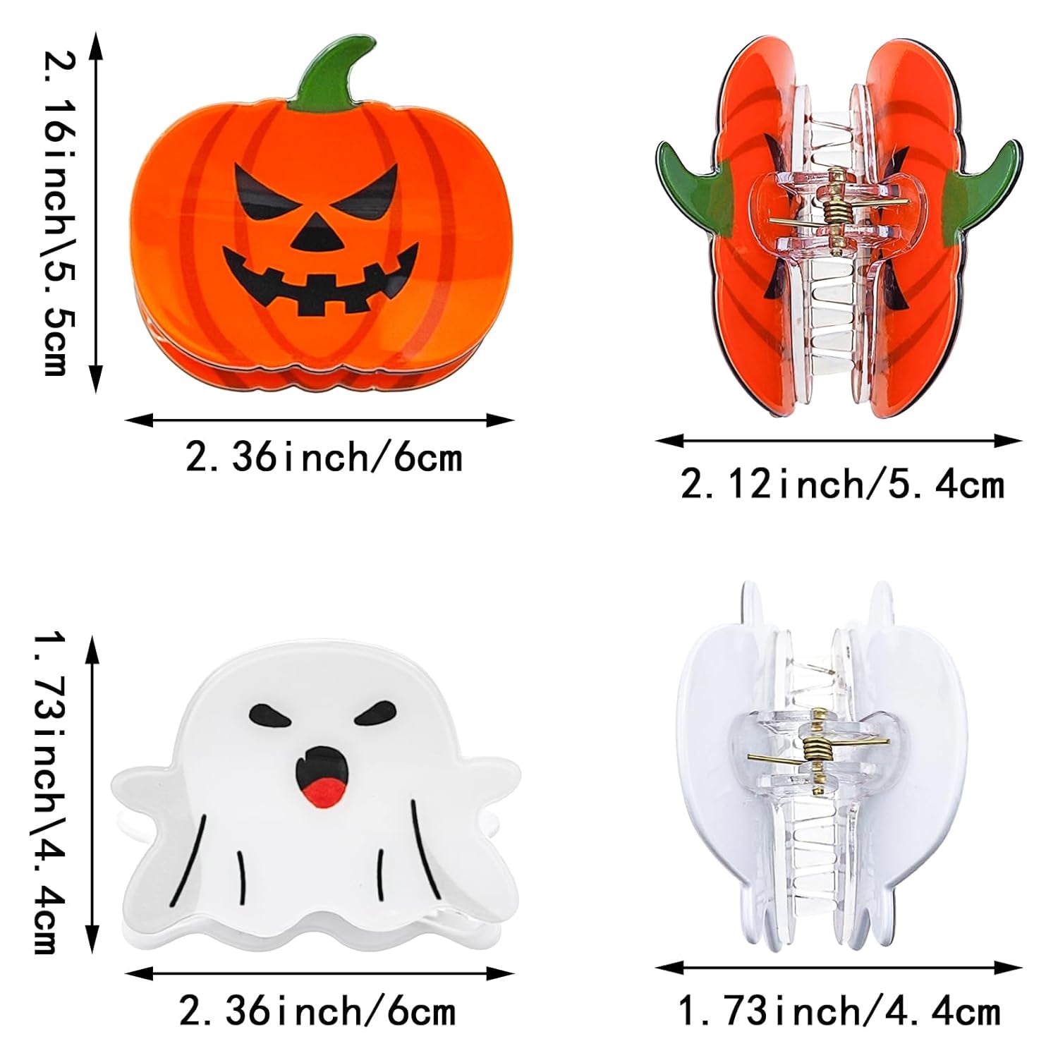 2 PACK Halloween Hair Claw Clips Pumpkin and Ghost Hair Claw Clips