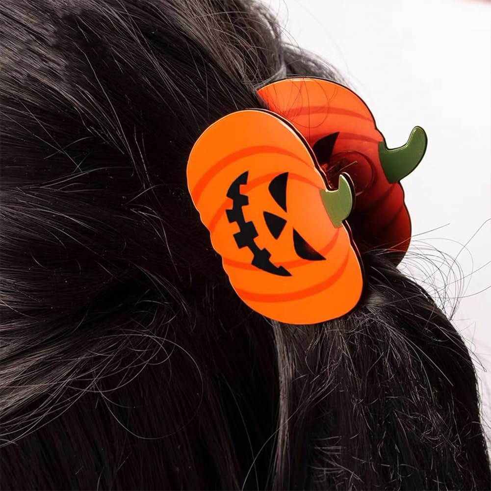 2 PACK Halloween Hair Claw Clips Pumpkin and Ghost Hair Claw Clips