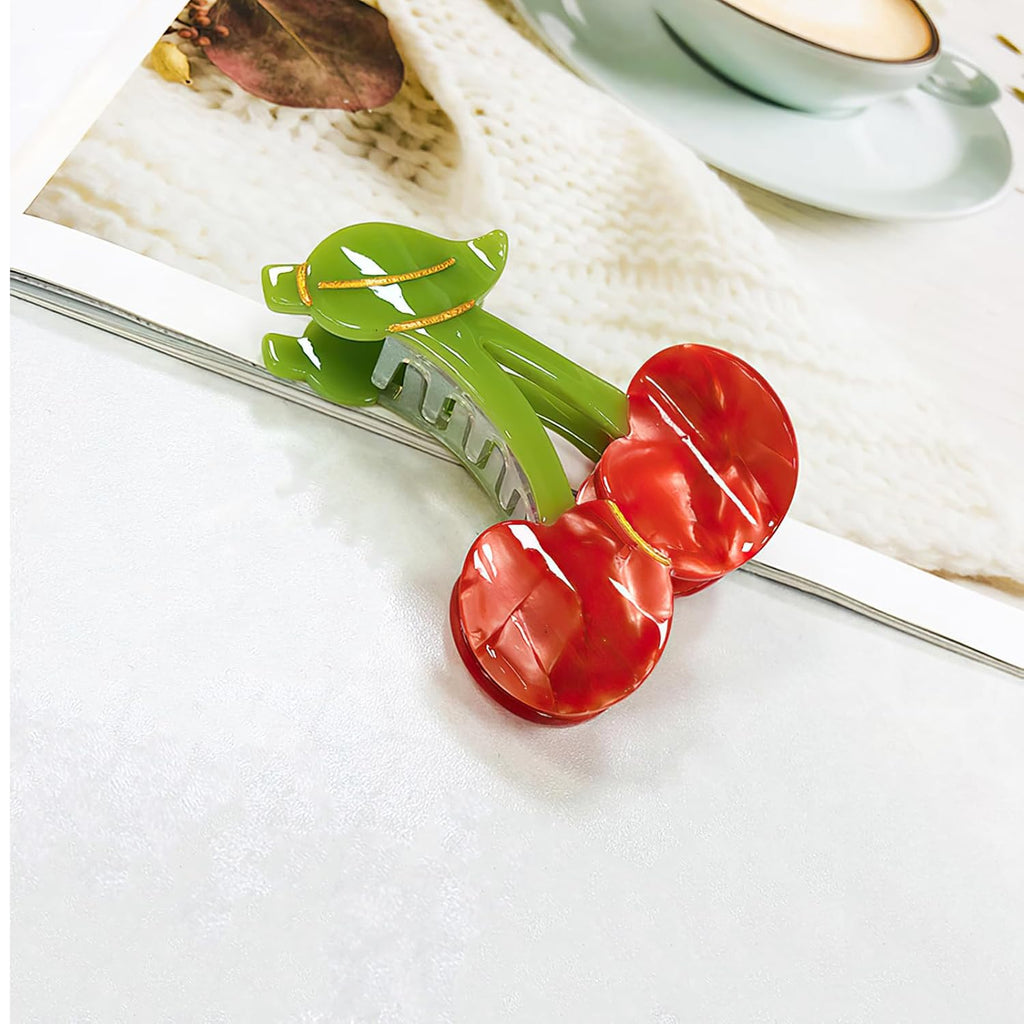 Cherry Hair Clip, Red Cute Cherry Claw Clip, Small Acetate Fruit Hair Claw Clips Accessories for Women and Girls