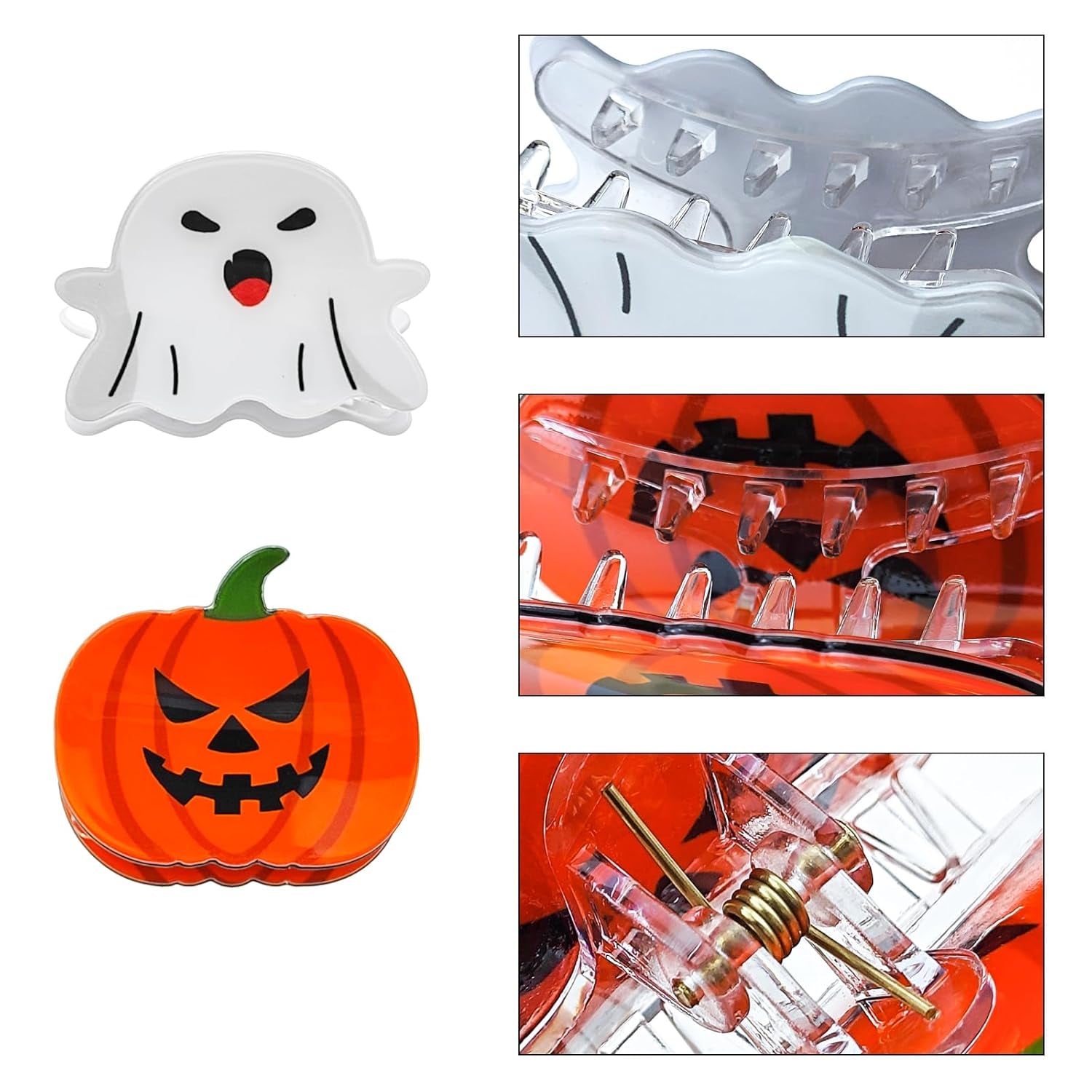 2 PACK Halloween Hair Claw Clips Pumpkin and Ghost Hair Claw Clips