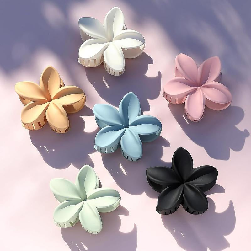 6 Pack Hawaiian Flower Hair Claw Clips Plumeria Claw Clips for Thin and Thick Hair Beach Tropical Hair Accessories for Girls