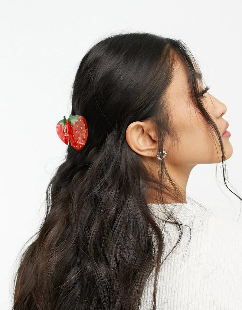 Cellulose Acetate Strawberry Claw Clip, Cute Unique Fruit Hair Clip Accessories for Women & Girls