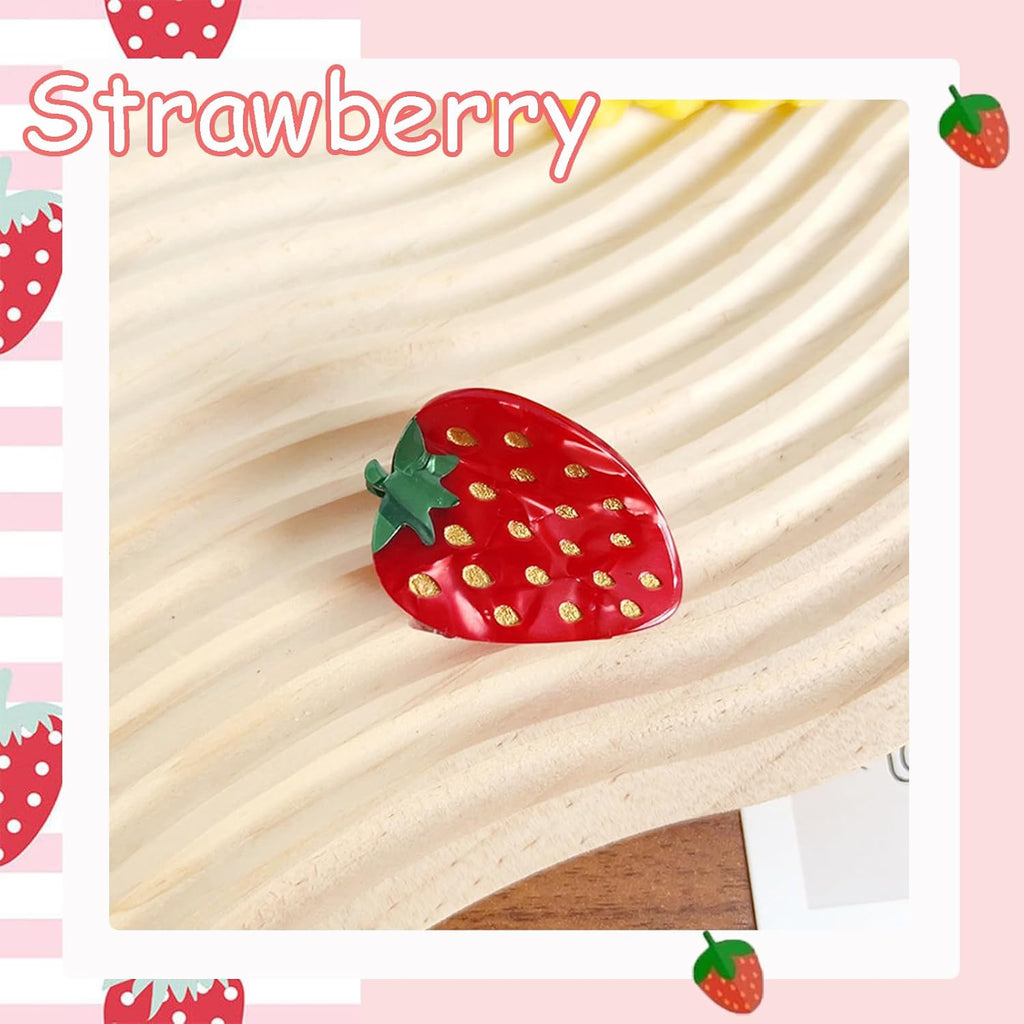 Cellulose Acetate Strawberry Claw Clip, Cute Unique Fruit Hair Clip Accessories for Women & Girls