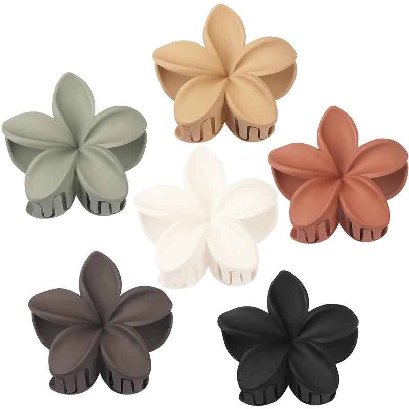 6 Pack Hawaiian Flower Hair Claw Clips Plumeria Claw Clips for Thin and Thick Hair Beach Tropical Hair Accessories for Girls
