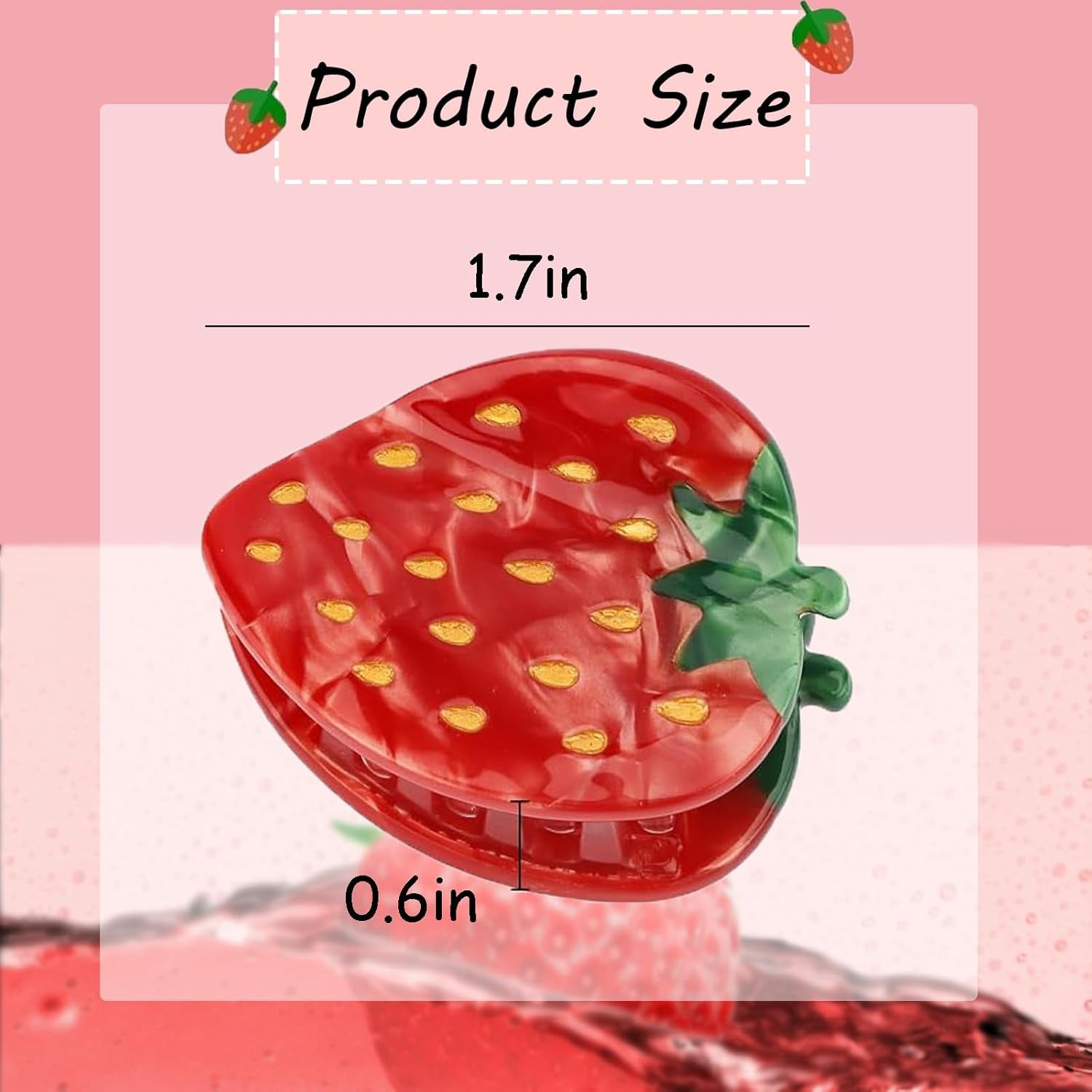 Cellulose Acetate Strawberry Claw Clip, Cute Unique Fruit Hair Clip Accessories for Women & Girls