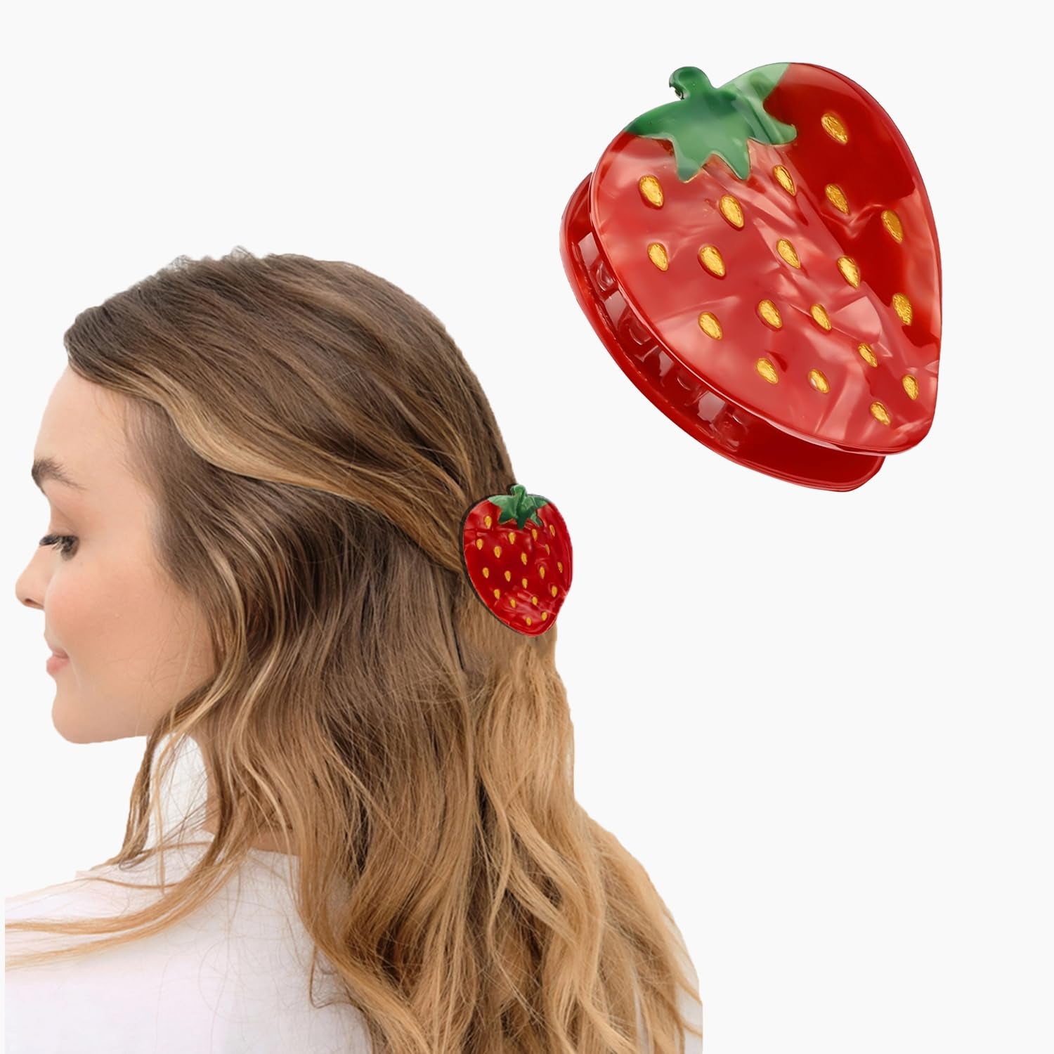 Cellulose Acetate Strawberry Claw Clip, Cute Unique Fruit Hair Clip Accessories for Women & Girls